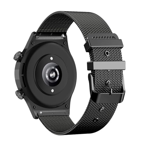 AireWiki Edelstahl Armband Kompatibel mit Honor Watch GS 3 Armband Metall Mesh Ersatzband Für Herren Damen Für Honor Watch GS 3 (Schwarz) von AireWiki