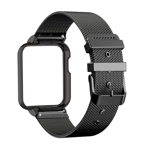 AireWiki Edelstahl Armband Kompatibel mit Xiaomi Redmi Watch 2 Lite Armband Metall Mesh Ersatzband Für Herren Damen Für Xiaomi Redmi Watch 2 Lite (Schwarz) von AireWiki