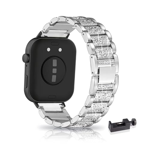 AireWiki Glänzend Edelstahl Armband Kompatibel mit Huawei Watch Fit 3 Band Für Damen Herren Elegant Metall Uhrenarmband Für Huawei Watch Fit 3 (Silber) von AireWiki