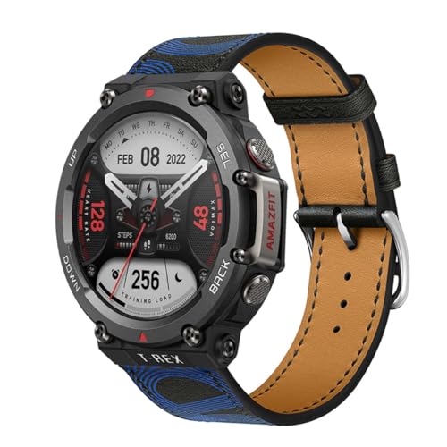 AireWiki Leder Armbänd Für Amazfit T-Rex 2 Armband Für Damen Weiches Herren Echte Ersatzband Uhrenarmband Kompatibel mit Amazfit T-Rex 2 (6) von AireWiki