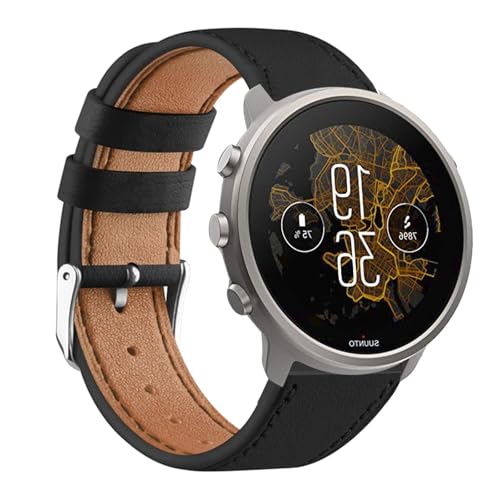 AireWiki Leder Armbänder Für Suunto 9 Peak Pro Armband Zwei Töne Ersatzband mit Polieren Silberne Schnalle Für Damen/Herren Kompatibel mit Suunto 9 Peak Pro Uhrenarmband (C) von AireWiki