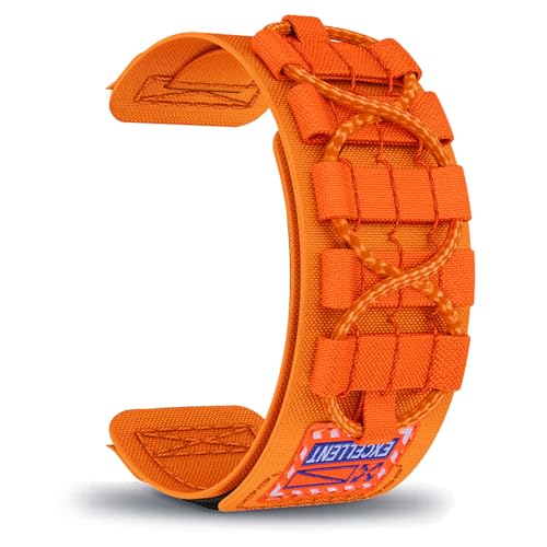 AireWiki Nylon Armband Für 22mm/ 20mm Uhrarmband Stoff Sport Klettverschluss Armbänder Ersatz für 22mm/ 20mm Armbanduhr (orange,20mm) von AireWiki