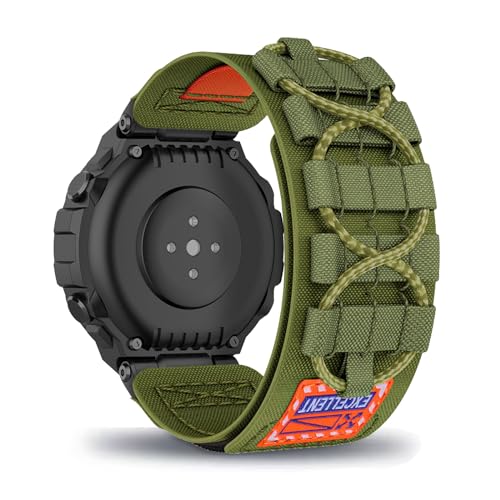 AireWiki Nylon Armband Kompatibel mit Amazfit T-Rex/T-Rex Pro Uhrarmband Stoff Sport Klettverschluss Armbänder Ersatz für Amazfit T-Rex/T-Rex Pro (grün) von AireWiki