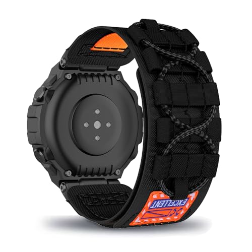 AireWiki Nylon Armband Kompatibel mit Amazfit T-Rex/T-Rex Pro Uhrarmband Stoff Sport Klettverschluss Armbänder Ersatz für Amazfit T-Rex/T-Rex Pro (schwarz) von AireWiki