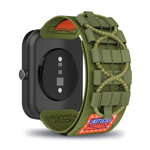 AireWiki Nylon Armband Kompatibel mit CMF BY NOTHING Watch PRO Uhrarmband Stoff Sport Klettverschluss Quick Fit Armbänder Ersatz für CMF BY NOTHING Watch PRO (grün) von AireWiki
