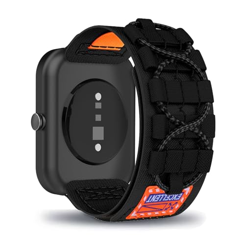 AireWiki Nylon Armband Kompatibel mit CMF BY NOTHING Watch PRO Uhrarmband Stoff Sport Klettverschluss Quick Fit Armbänder Ersatz für CMF BY NOTHING Watch PRO (schwarz) von AireWiki