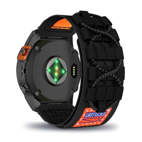 AireWiki Nylon Armband Kompatibel mit Garmin Fenix 7S/ Fenix 7S pro/Fenix 7S Solar Uhrarmband Stoff Sport Klettverschluss Quick Fit Armbänder Ersatz (schwarz) von AireWiki
