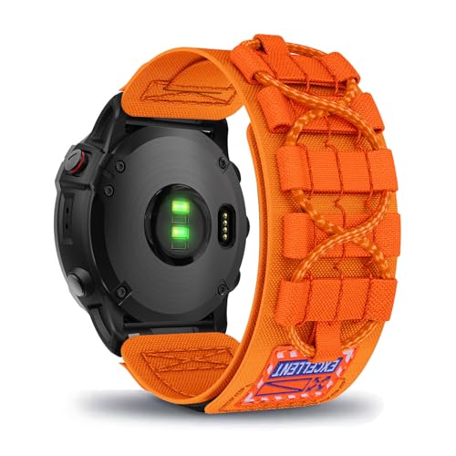 AireWiki Nylon Armband Kompatibel mit Garmin MARQ1/ MARQ2 Uhrarmband Stoff Sport Klettverschluss Quick Fit Armbänder Ersatz für Garmin MARQ1/ MARQ2 (orange) von AireWiki