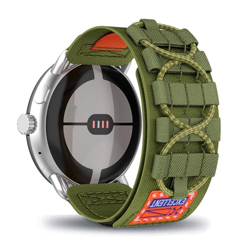 AireWiki Nylon Armband Kompatibel mit Google Pixel Watch 2/ Pixel Watch Uhrarmband Stoff Sport Klettverschluss Armbänder Ersatz für Google Pixel Watch 2/ Pixel Watch (grün) von AireWiki