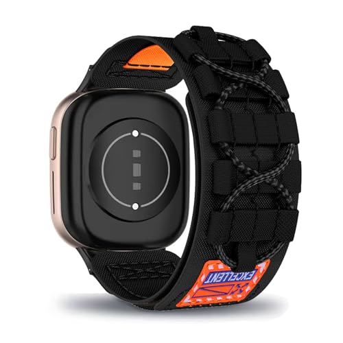 AireWiki Nylon Armband Kompatibel mit Honor watch 4 Uhrarmband Stoff Sport Klettverschluss Quick Fit Armbänder Ersatz für Honor watch 4 (schwarz) von AireWiki