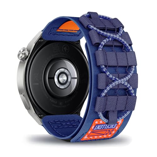 AireWiki Nylon Armband Kompatibel mit Huawei Watch GT 3 Pro 46mm/ GT 3 SE/GT 3 46mm Uhrarmband Stoff Sport Klettverschluss Armbänder Ersatz (blau) von AireWiki