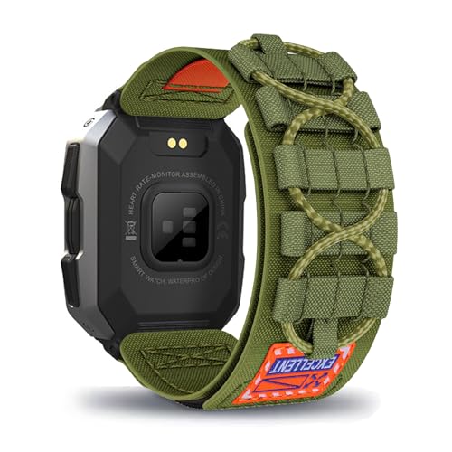 AireWiki Nylon Armband Kompatibel mit Kospet Tank M1 Pro/AMAZTIM C20 Uhrarmband Stoff Sport Klettverschluss Quick Fit Armbänder Ersatz für Kospet Tank M1 Pro/AMAZTIM C20 (grün) von AireWiki