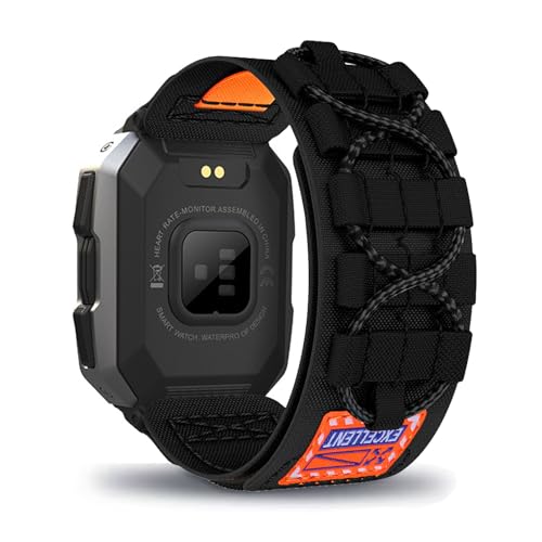 AireWiki Nylon Armband Kompatibel mit Kospet Tank M1 Pro/AMAZTIM C20 Uhrarmband Stoff Sport Klettverschluss Quick Fit Armbänder Ersatz für Kospet Tank M1 Pro/AMAZTIM C20 (schwarz) von AireWiki