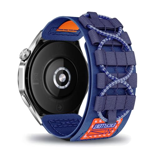 AireWiki Nylon Armband Kompatibel mit OnePlus Watch 2 Uhrarmband Stoff Sport Klettverschluss Quick Fit Armbänder Ersatz für OnePlus Watch 2 (blau) von AireWiki