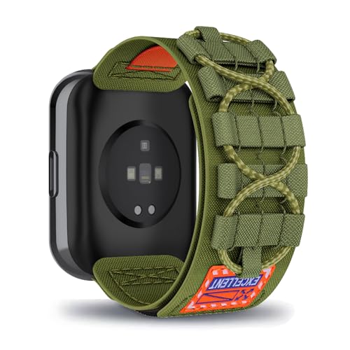 AireWiki Nylon Armband Kompatibel mit Realme Watch 3 Pro Uhrarmband Stoff Sport Klettverschluss Armbänder Ersatz für Realme Watch 3 Pro (grün) von AireWiki