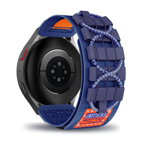 AireWiki Nylon Armband Kompatibel mit Samsung Galaxy Watch 5 pro 45mm/ Watch 5 40mm/44mm Uhrarmband Stoff Sport Klettverschluss Armbänder Ersatz (blau) von AireWiki