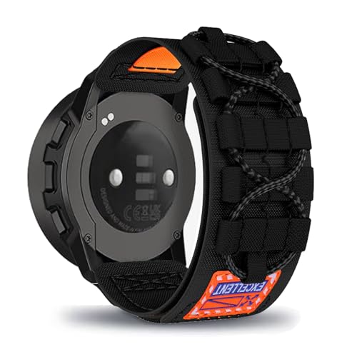 AireWiki Nylon Armband Kompatibel mit Suunto 9/Suunto 7/Suunto 9 Baro Uhrarmband Stoff Sport Klettverschluss Armbänder Ersatz für Suunto 9/Suunto 7/Suunto 9 Baro (schwarz) von AireWiki