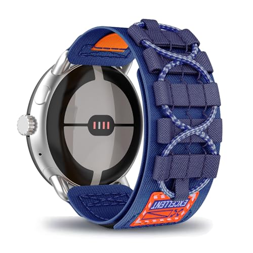 AireWiki Nylon Armband Kompatibel mit Withings ScanWatch 42mm Uhrarmband Stoff Sport Klettverschluss Quick Fit Armbänder Ersatz für Withings ScanWatch 42mm (blau) von AireWiki