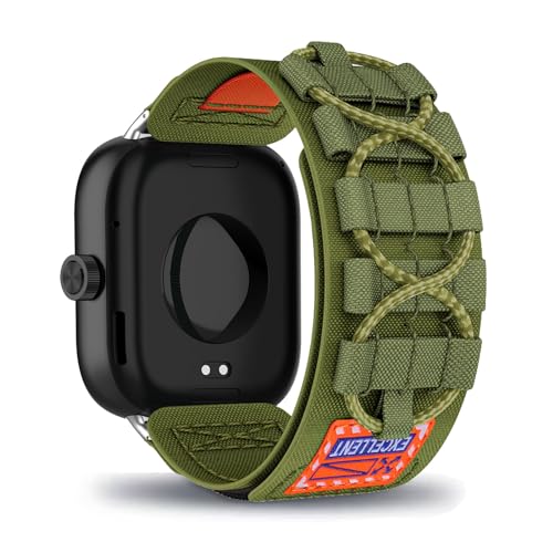AireWiki Nylon Armband Kompatibel mit Xiaomi Redmi Watch 4 Uhrarmband Stoff Sport Klettverschluss Quick Fit Armbänder Ersatz für Xiaomi Redmi Watch 4 (grün) von AireWiki
