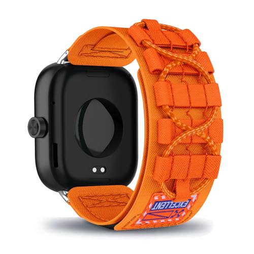AireWiki Nylon Armband Kompatibel mit Xiaomi Redmi Watch 4 Uhrarmband Stoff Sport Klettverschluss Quick Fit Armbänder Ersatz für Xiaomi Redmi Watch 4 (orange) von AireWiki