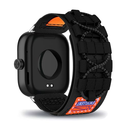 AireWiki Nylon Armband Kompatibel mit Xiaomi Redmi Watch 4 Uhrarmband Stoff Sport Klettverschluss Quick Fit Armbänder Ersatz für Xiaomi Redmi Watch 4 (schwarz) von AireWiki