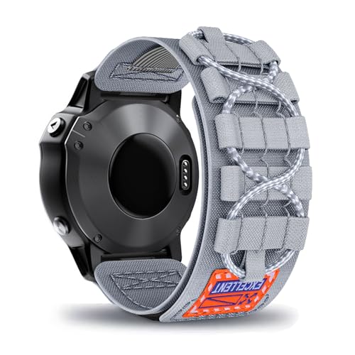 AireWiki Nylon QuickFit Armband Kompatibel mit Garmin Descent G1 /Descent G1 Solar Uhrarmband Stoff Sport Klettverschluss Armbänder Ersatz für Garmin Descent G1 /Descent G1 Solar (grau) von AireWiki