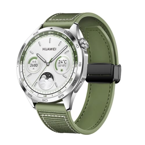 AireWiki Silikon Armbänder Für Huawei Watch GT4 46mm/ GT 3 SE/GT 3 46mm Magnetschnalle Schnelle Ersatzband Für Damen Herren Armband (grün) von AireWiki