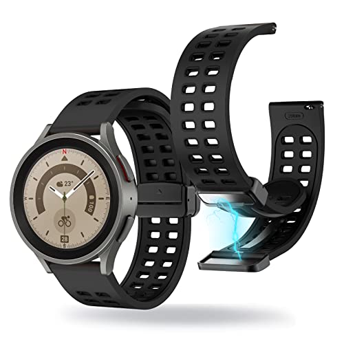 AireWiki Silikon Armbänder Für Samsung Galaxy Watch 5 pro 45mm/ Watch 5 40mm/44mm Magnetschnalle Ersatzband Für Damen Herren Armband Schnelle (6) von AireWiki