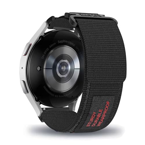 AireWiki Stoff Armband Kompatibel mit Samsung Watch 6 Classic 47mm Armband Nylon Für Herren Damen Sport Ersatzband mit Uhrenarmband Für Samsung Watch 6 Classic 47mm (schwarz) von AireWiki