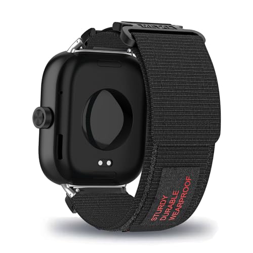 AireWiki Stoff Armband Kompatibel mit Xiaomi Redmi Watch 4 Armband Nylon Für Herren Damen Sport Ersatzband mit Uhrenarmband Für Xiaomi Redmi Watch 4 (schwarz) von AireWiki