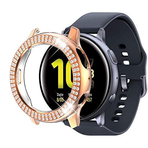 Diamanten Hülle Kompatible mit Samsung Galaxy Watch Active/Active 2 40mm/44mm Hülle Glitzer 360 Rundumschutz Ultradünne Anti Kratz Cover Leicht PC Case (Roségold,Active 2 44mm) von AireWiki