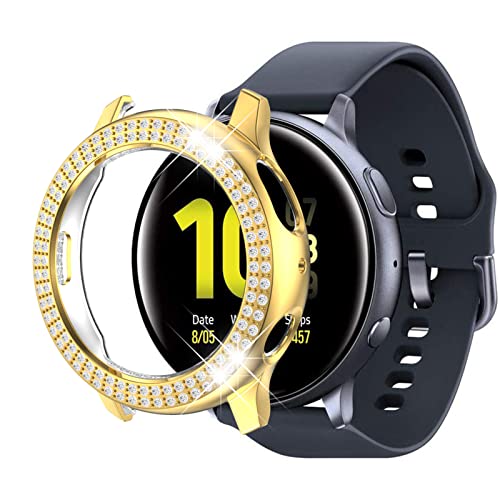 Diamanten Hülle Kompatible mit Samsung Galaxy Watch Active/Active 2 40mm/44mm Hülle Glitzer 360 Rundumschutz Ultradünne Anti Kratz Cover Leicht PC Case (golden,Active 2 40mm) von AireWiki