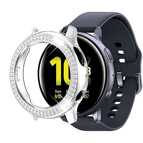 Diamanten Hülle Kompatible mit Samsung Galaxy Watch Active/Active 2 40mm/44mm Hülle Glitzer 360 Rundumschutz Ultradünne Anti Kratz Cover Leicht PC Case (silbrig,Active 2 40mm) von AireWiki