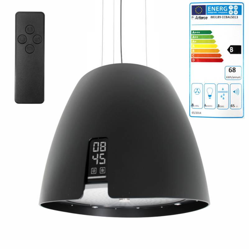 Airforce 883189 Ballerina Crisalide Inselhaube Umluft rund schwarz matt Ø47,5 c von Airforce