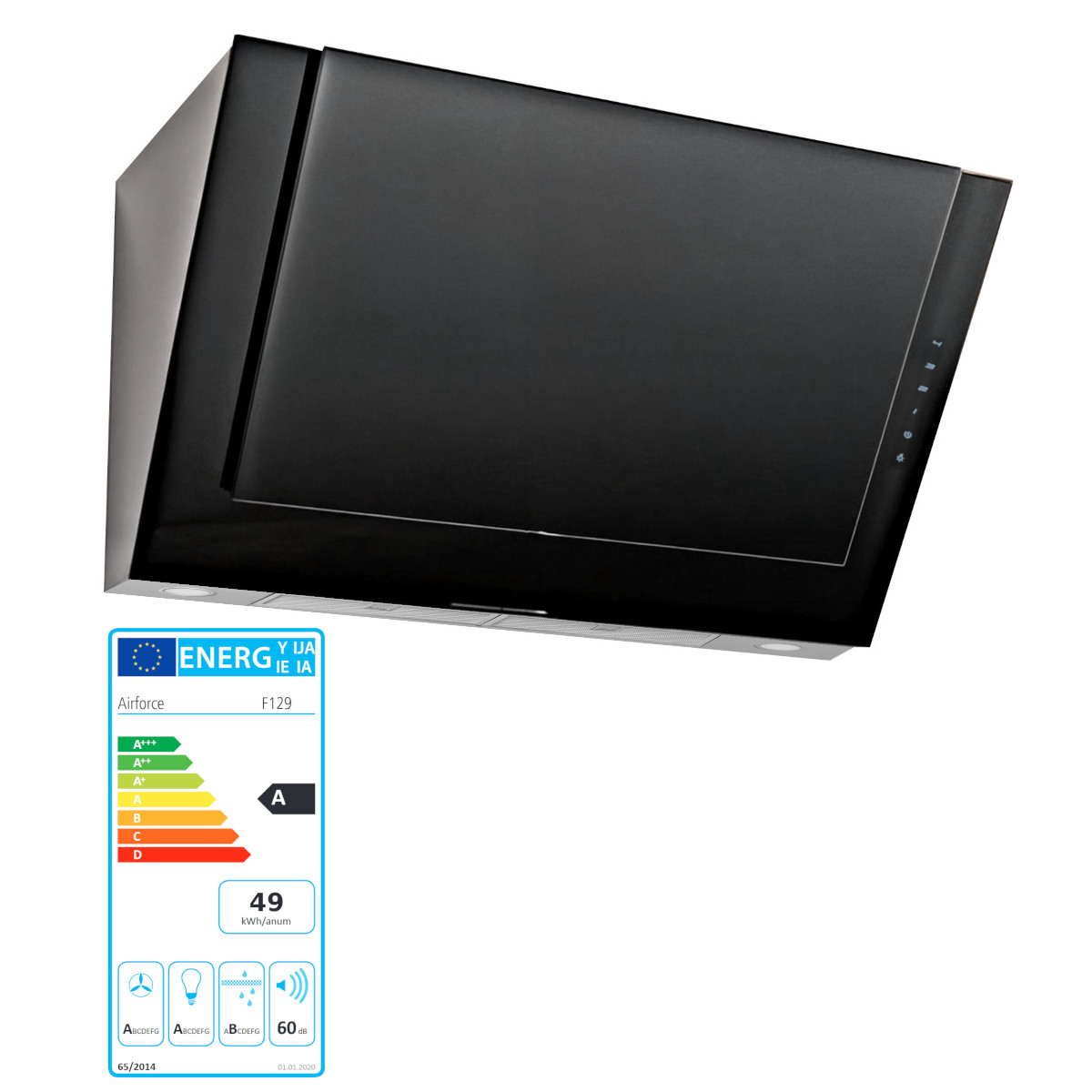 Airforce F129 A IX/BK LED 90 cm BK Kopffreihaube Umluftversion Glas Schwarz Airforce F129 A IX/BK LED 90 cm BK Kopffreihaube Umluftversion Glas Schwarz von Airforce