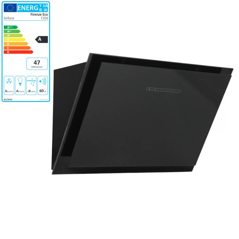 Airforce F204 60 BK TSL3 Firenze ECO Kopffreihaube Umluft 60 cm Glas Schwarz von Airforce