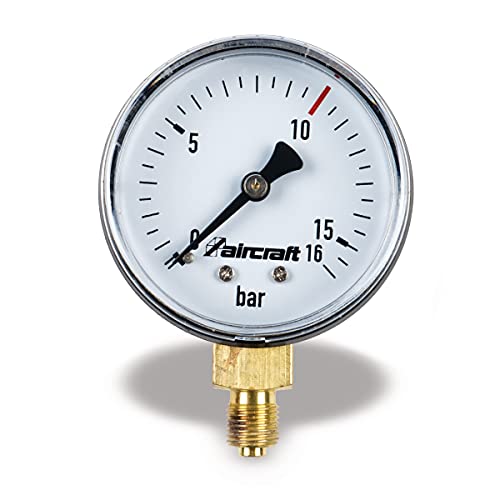 AIRKRAFT 2506465 Airkraft Druckmanometer, 40 mm Durchmesser, 1/4 Zoll Stecker, 15 bar AIRKRAFT 2506465 Airkraft Druckmanometer, 40 mm Durchmesser, 1/4 Zoll Stecker, 15 bar von Airkraft