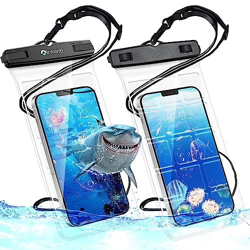 wasserdichte Handyhülle, 2er-Pack, Unterwasser-Handyhülle, 7 Zoll, handliche wasserdichte Hülle, reversibles Design, wasserdichte Handyhülle, IPX8 wasserdicht,für iPhone, Samsung, Xiaomi von Airminti