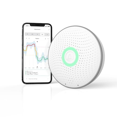 Airthings 2950 Wave Radon – Smartes Radon-Messgerät mit Feuchtigkeits- und Temperaturüberwachung, genau und anwenderfreundlich, kabellos, mit App von Airthings