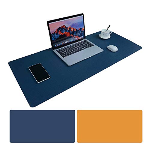 Schreibtischunterlage Multifunktionale Mauspad, 35,4x15,75 Zoll Rutschfeste Pu-leder Schreibtisch-maus-matte Wasserdichte Schreibtisch Pad Office/Home (Gelb + Blau) von Aisakoc