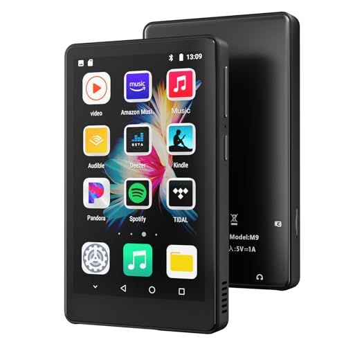Aischens 80 GB MP3 Player mit Spotify Musik Player Bluetooth WiFi Verbindung, 4-Zoll 1080P Touchscreen MP4 Video Spieler mit Deezer Strapazierfähiges Material (M9) von Aischens