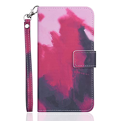 Aisenth Graffiti bunt Handyhülle für Samsung Galaxy S8, Aquarellkunst Ledercase im Portemonnaie-Stil Handytasche Brieftasche Magnetisch Klapphülle Etui Schutz Flip Cover Book Case -Beere/Schwarz von Aisenth