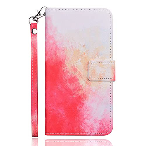 Aisenth Graffiti bunt Handyhülle für iPhone 6S/iPhone 6, Aquarellkunst Ledercase im Portemonnaie-Stil Handytasche Brieftasche Magnetisch Klapphülle Etui Schutz Flip Cover Book Case -Weiß/Rosa von Aisenth