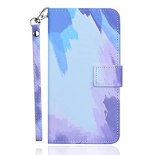 Aisenth Graffiti bunt Handyhülle für iPhone XR, Aquarellkunst Ledercase im Portemonnaie-Stil Handytasche Brieftasche Magnetisch Klapphülle Etui Schutz Flip Cover Book Case -Blau/Lila von Aisenth