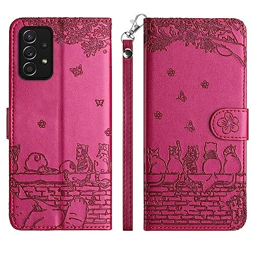 Aisenth Handyhülle für Samsung Galaxy A52 5G/A52S 5G, Katze, Schmetterlings Muster Leder Handytasche Brieftasche Klapphülle Etui Schutz Hülle mit Ständer, Magnet, Kartenfächer -Violett Rot Aisenth Handyhülle für Samsung Galaxy A52 5G/A52S 5G, Katze, Schmetterlings Muster Leder Handytasche Brieftasche Klapphülle Etui Schutz Hülle mit Ständer, Magnet, Kartenfächer -Violett Rot von Aisenth