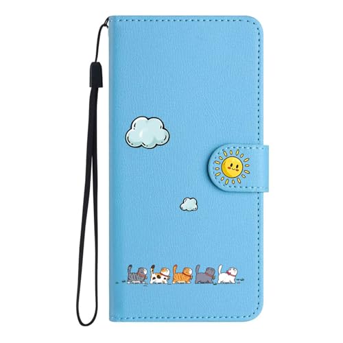 Aisenth Handyhülle für Samsung Galaxy A56, Niedlich Katze Tier Wolke Sonne PU Leder Handytasche Brieftasche Klapphülle Etui Flip Case Schutz Hülle mit Ständer, Magnet, Kartenfächer -Blau Aisenth Handyhülle für Samsung Galaxy A56, Niedlich Katze Tier Wolke Sonne PU Leder Handytasche Brieftasche Klapphülle Etui Flip Case Schutz Hülle mit Ständer, Magnet, Kartenfächer -Blau von Aisenth