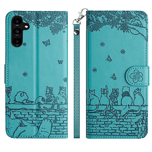 Aisenth Handyhülle für Samsung Galaxy S24 FE 5G, Katze, Schmetterlings Muster Leder Handytasche Brieftasche Klapphülle Etui Flip Case Schutz Hülle mit Ständer, Kartenfächer -Blau Grün Aisenth Handyhülle für Samsung Galaxy S24 FE 5G, Katze, Schmetterlings Muster Leder Handytasche Brieftasche Klapphülle Etui Flip Case Schutz Hülle mit Ständer, Kartenfächer -Blau Grün von Aisenth
