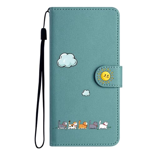 Aisenth Handyhülle für iPhone 16 Pro, Cute Katze Tier Wolke Sonne PU Leder Handytasche Brieftasche Klapphülle Etui Flip Case Schutz Hülle mit Ständer, Magnet, Kartenfächer -Grün Aisenth Handyhülle für iPhone 16 Pro, Cute Katze Tier Wolke Sonne PU Leder Handytasche Brieftasche Klapphülle Etui Flip Case Schutz Hülle mit Ständer, Magnet, Kartenfächer -Grün von Aisenth