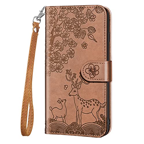 Aisenth Handyhülle für iPhone X/iPhone XS, Blumen Hirsche Muster PU Leder Handytasche Kitz Rotwild Brieftasche Magnetisch Klapphülle Etui Schutz hülle mit Kartenfächer, Aufstellfunktion -Braun Aisenth Handyhülle für iPhone X/iPhone XS, Blumen Hirsche Muster PU Leder Handytasche Kitz Rotwild Brieftasche Magnetisch Klapphülle Etui Schutz hülle mit Kartenfächer, Aufstellfunktion -Braun von Aisenth