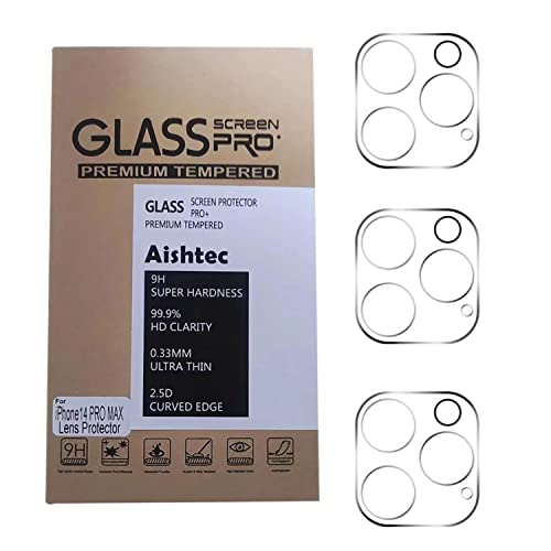 AISHTEC [3 Stück] Kamera-Schutzfolie, kompatibel mit iPhone 14 Pro 6.1”/iPhone 14 Pro Max 6.7” Zoll Linse Schutzfolie Rückseite - Härtegrad 9H, Bubble Free - 3 Stück von Aishtec